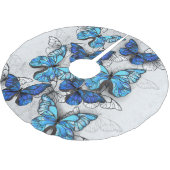 Zusammensetzung von White und Blue Butterflies Polyester Weihnachtsbaumdecke (Schrägansicht)