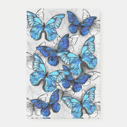 Zusammensetzung von White und Blue Butterflies Post-it Klebezettel (Vorderseite)