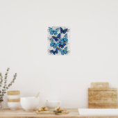 Zusammensetzung von White und Blue Butterflies Poster (Küche)