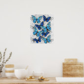 Zusammensetzung von White und Blue Butterflies Poster (Küche)