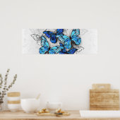 Zusammensetzung von White und Blue Butterflies Poster (Küche)
