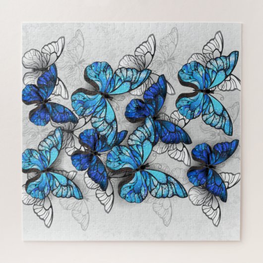 Zusammensetzung von White und Blue Butterflies Puzzle (Horizontal)