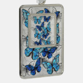 Zusammensetzung von White und Blue Butterflies Rahmen-Ornament Silber (Rechts)