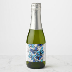Zusammensetzung von White und Blue Butterflies Schaumweinetikett