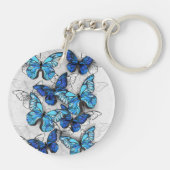 Zusammensetzung von White und Blue Butterflies Schlüsselanhänger (Rückseite)