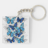 Zusammensetzung von White und Blue Butterflies Schlüsselanhänger (Rückseite)