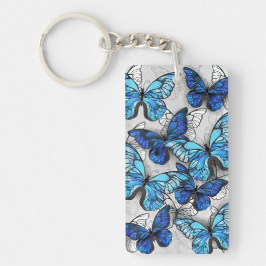 Zusammensetzung von White und Blue Butterflies Schlüsselanhänger (Vorderseite)