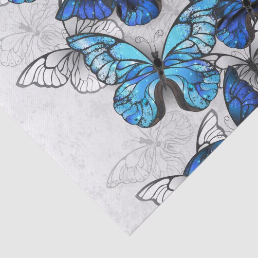 Zusammensetzung von White und Blue Butterflies Seidenpapier (Ausschnitt)