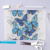 Zusammensetzung von White und Blue Butterflies Seidenpapier (Handwerk)