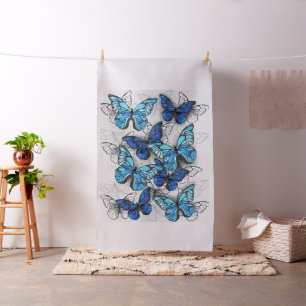 Zusammensetzung von White und Blue Butterflies Stoff