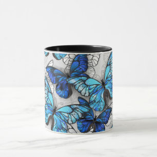 Zusammensetzung von White und Blue Butterflies Tasse