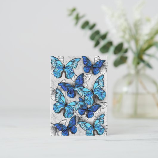 Zusammensetzung von White und Blue Butterflies Telefonnummerkarte (Stehend Vorderseite)