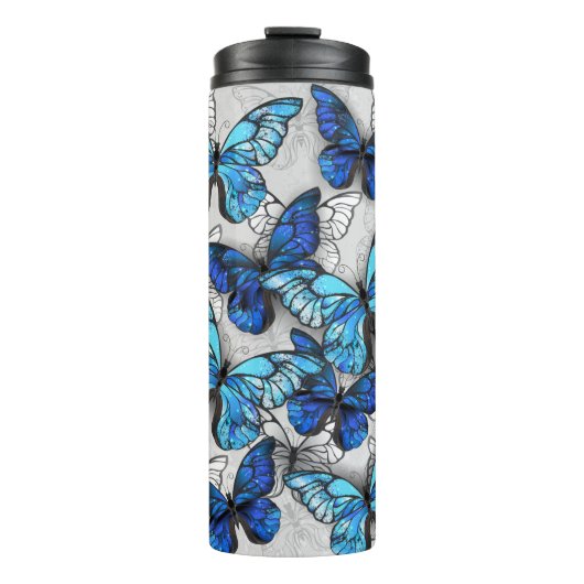 Zusammensetzung von White und Blue Butterflies Thermosbecher (Vorderseite)