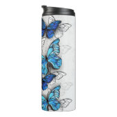 Zusammensetzung von White und Blue Butterflies Thermosbecher (Nach rechts gedreht)