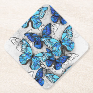 Zusammensetzung von White und Blue Butterflies Untersetzer