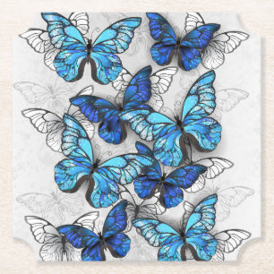 Zusammensetzung von White und Blue Butterflies Untersetzer