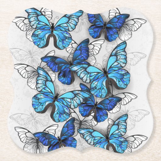 Zusammensetzung von White und Blue Butterflies Untersetzer (Vorderseite)