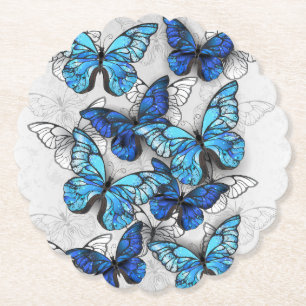 Zusammensetzung von White und Blue Butterflies Untersetzer