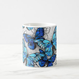 Zusammensetzung von White und Blue Butterflies Verwandlungstasse