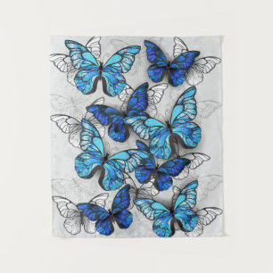 Zusammensetzung von White und Blue Butterflies Wandteppich