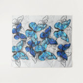 Zusammensetzung von White und Blue Butterflies Wandteppich (Vorderseite (Horizontal))