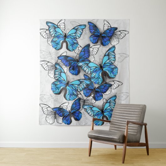 Zusammensetzung von White und Blue Butterflies Wandteppich (Beispiel)