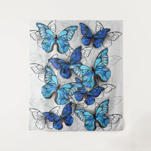 Zusammensetzung von White und Blue Butterflies Wandteppich (Vorderseite)