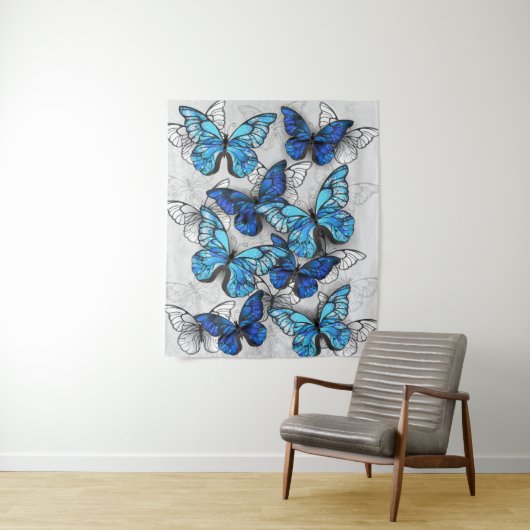 Zusammensetzung von White und Blue Butterflies Wandteppich (Beispiel)