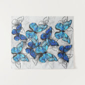 Zusammensetzung von White und Blue Butterflies Wandteppich (Vorderseite (Horizontal))