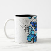 Zusammensetzung von White und Blue Butterflies Zweifarbige Tasse (Links)