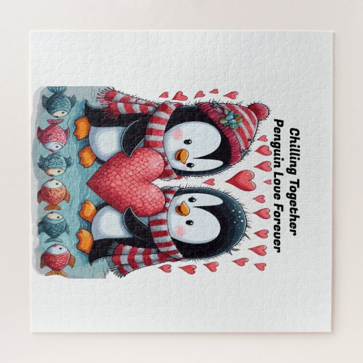 Zusammentreffen: Pinguin-Liebe-Sticker Puzzle (Horizontal)