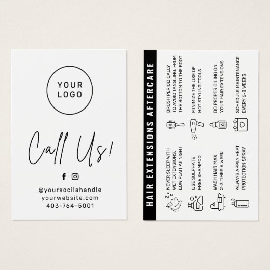 Zusatzkarte für Haarverlängerungen nach der Pflege (Vorne & Hinten)