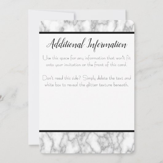 Zusätzliche Info-Karte aus Marmor Einladung (Rückseite)
