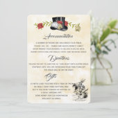 Zusätzliche Informationskarte für die Alice im Wun Einladung (Stehend Vorderseite)