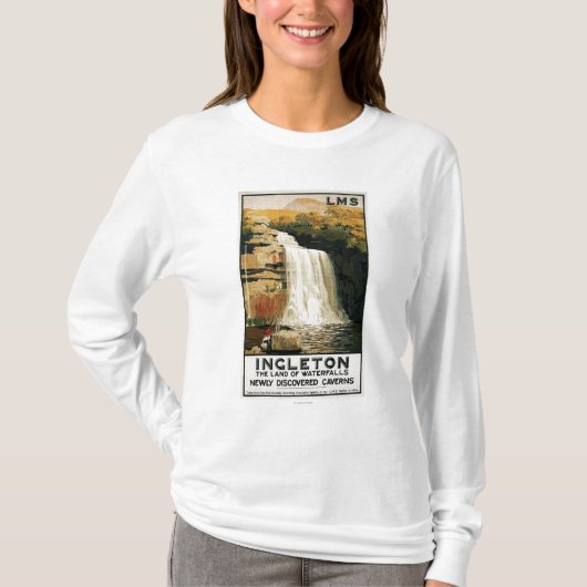 Zuschauer-Aufstieg auf Wasserfall-Eisenbahn-Plakat T-Shirt (Vorderseite)
