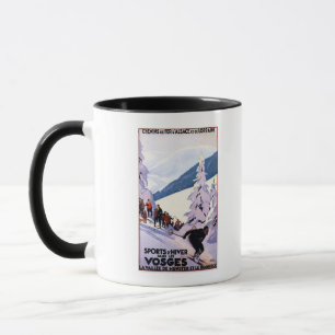 Zuschauer beobachten Skifahrer Poster Tasse