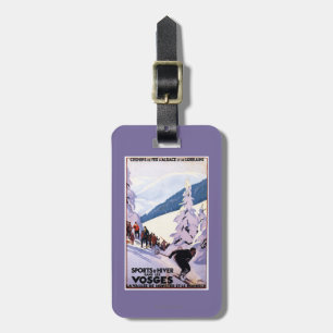 Zuschauer, die Skifahrer-Plakat aufpassen Gepäckanhänger