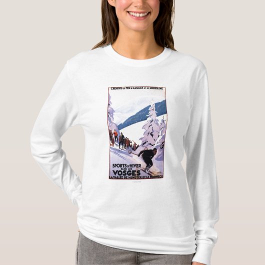 Zuschauer, die Skifahrer-Plakat aufpassen T-Shirt (Vorderseite)