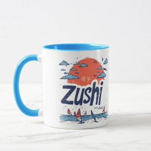 Zushi Japan Illustrierte Küsten-Reisetasse Tasse