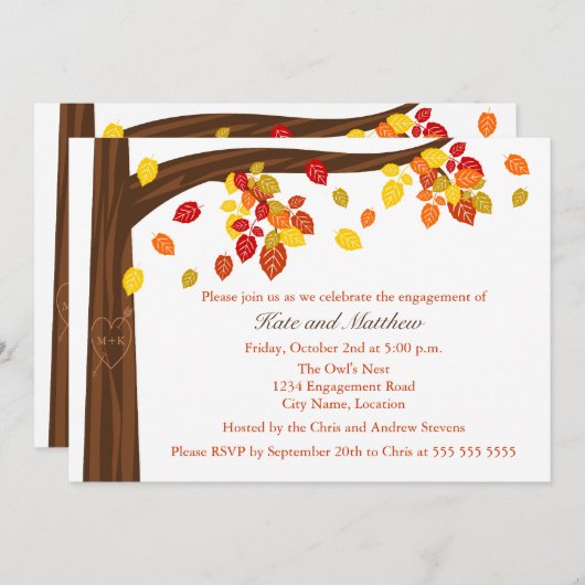 Zuspitzungspartei für Blätter im Herbst Einladung (Vorne/Hinten)