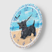 ZUSTIERTE Scottish Terrier Beach Clock Große Wanduhr (Winkel)