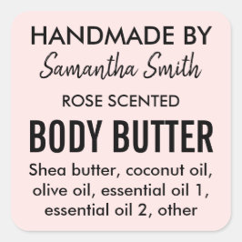 Zutaten einfaches Etikett für Karosseriebutter Quadratischer Aufkleber