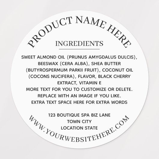 Zutaten Einfaches Schwarz-weißes Burgund Etiketten (Design 2)