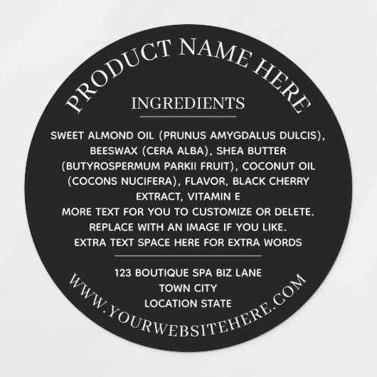 Zutaten Einfaches Schwarz-weißes Burgund Etiketten (Design 1)