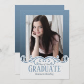 Zuverlässige Blue Foto Frame Einladung (Vorne/Hinten)