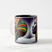 Zuversichtliche schwarze Frau Zweifarbige Tasse (Vorderseite Links)