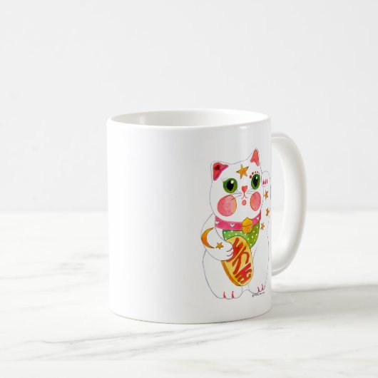 Zuwinken der Katze Maneki Neko Kaffeetasse (VorderseiteRechts)