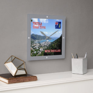 zVG004 TORTOLA Road Town, Britische Jungfrau, Quadratische Wanduhr