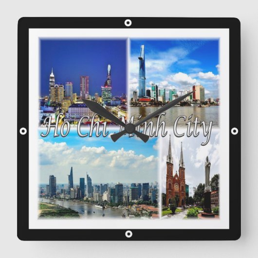 zVN013 HO CHI MINH City SAIGON, Mosaik, Quadratische Wanduhr (Vorderseite)