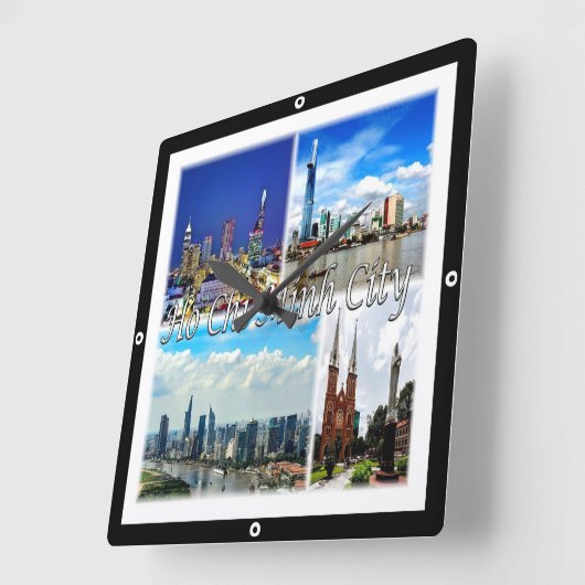 zVN013 HO CHI MINH City SAIGON, Mosaik, Quadratische Wanduhr (Winkel)